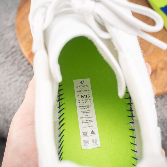 Rothy's Shoes Mens Size 13 White Knit Low Top Sneakers Sustainable Lace Up Eco - Picture 7 of 9